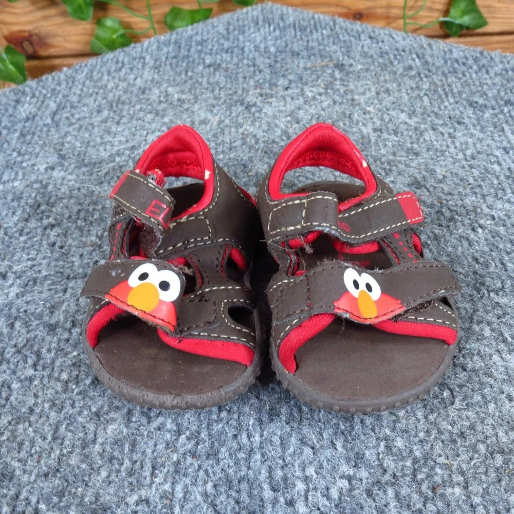 Sesame Street Elmo Toddler Fisherman Sandals Size 1W‎ Casual Brown Red Shoes